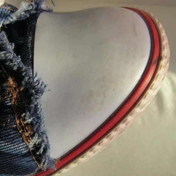 Blue Denim Canvas High Heeled Tennis Shoes Size 36 US Size 6 - Picture 7 of 11